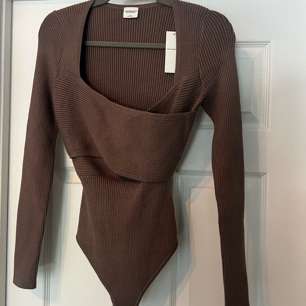 Abercrombie & Fitch Taupe Ribbed Bodysuit